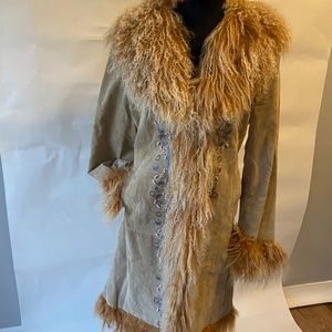COPY - Vintage suede coat with yak fur